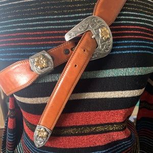 genuine leather belt with western buckle